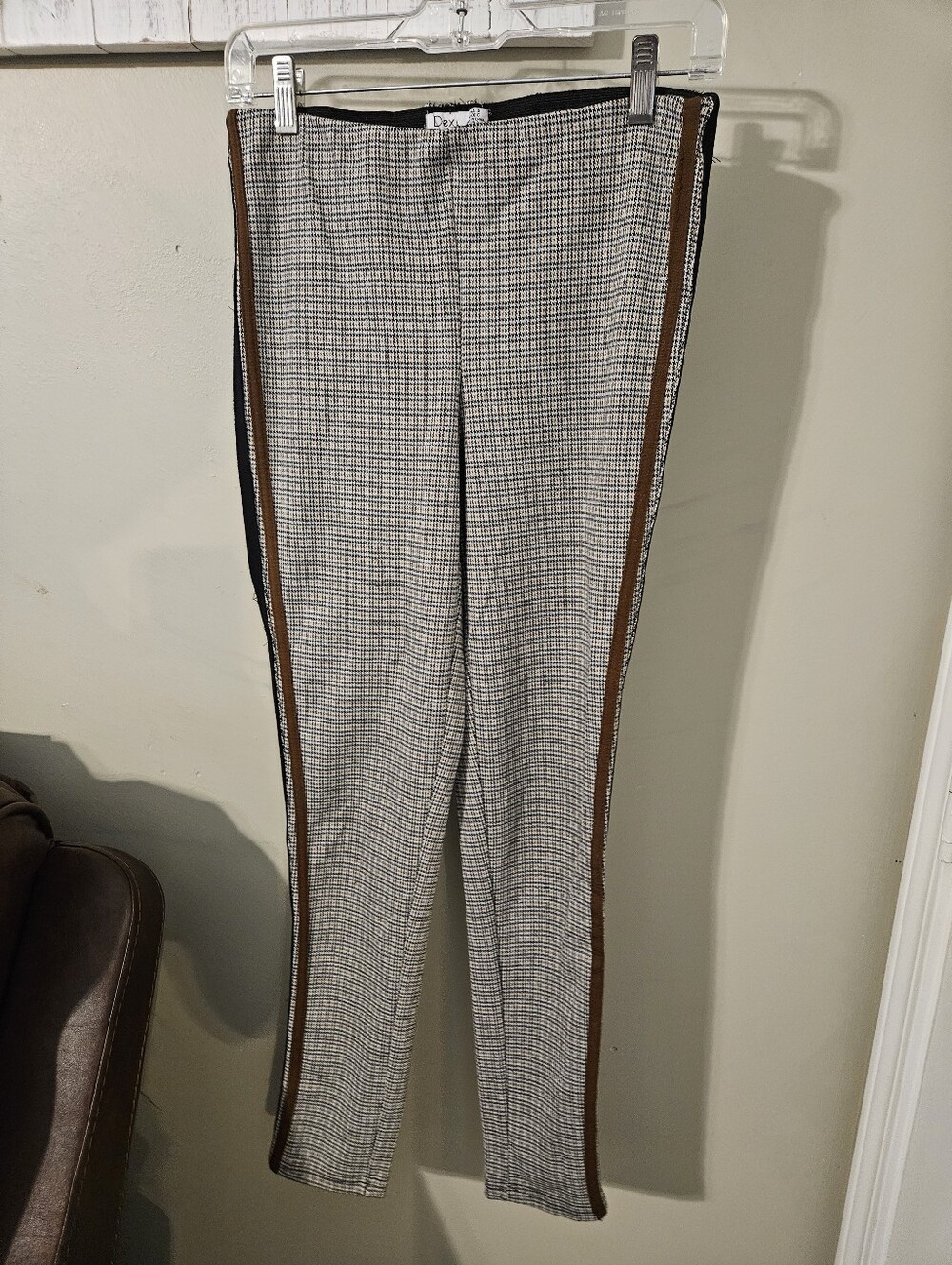 Dex Tweed Straight Leg Pants with Side Stripes- Size Small